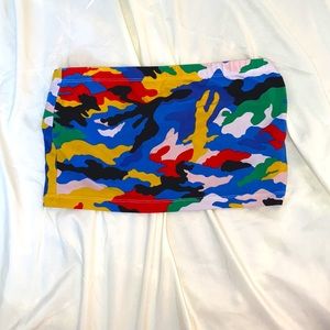 Multi-colored Camo Tube Top